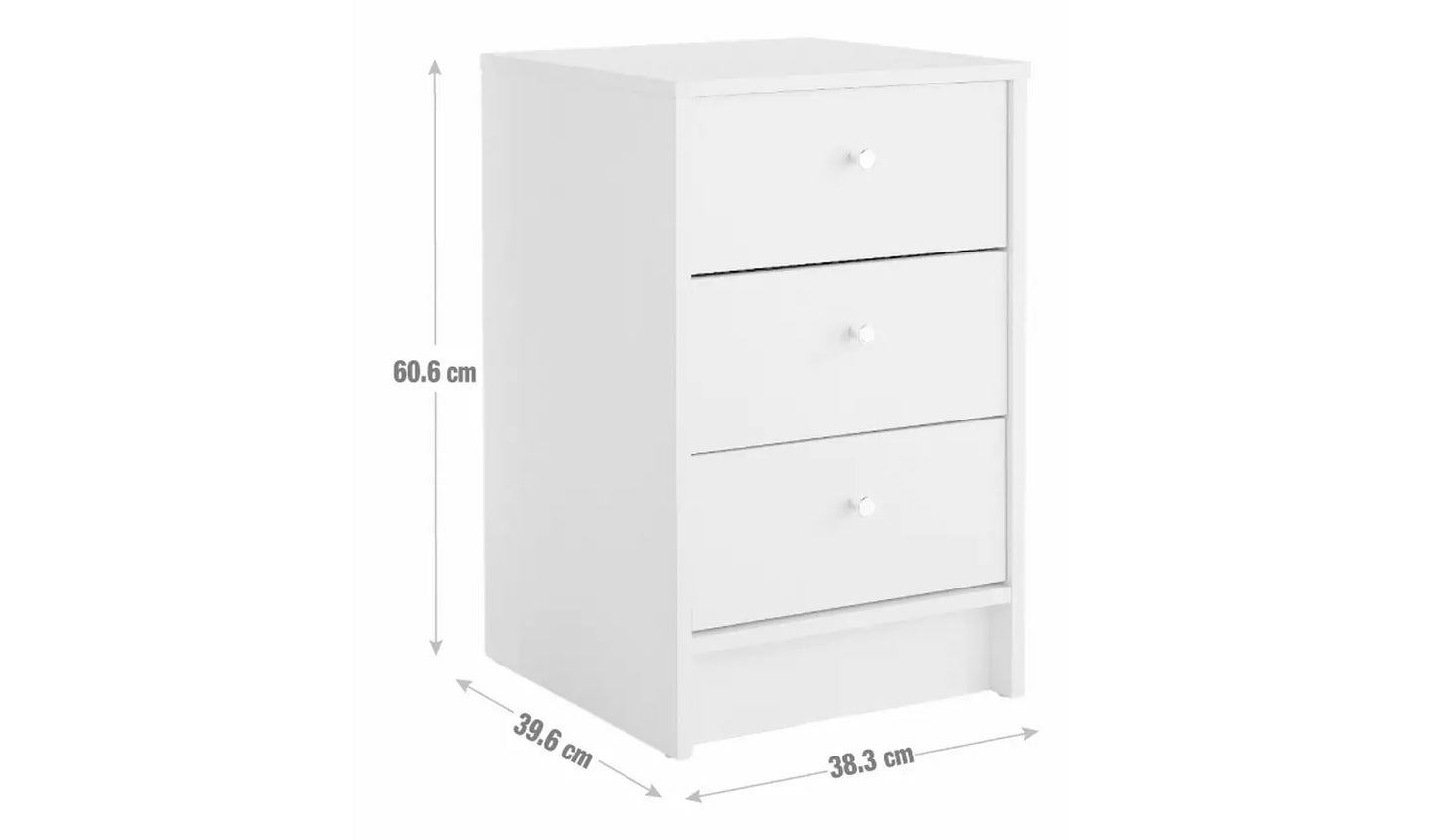 Assembled Malibu 3 Drawer Bedside Table - Black Oak Effect